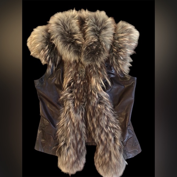 Waggon Paris  Boho Luxury 100% Fox Fur Leather Gillette Vest EU Sz 38 - Picture 8 of 11